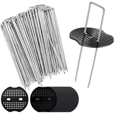 Produktbild von Erdnagel-Set aus Stahl 40 und 40 Unterlegscheiben für Gartenvlies Unkrautfolie