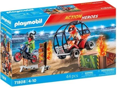 Zdjęcie produktu dla PLAYMOBIL Duo Kaskaderów z Quadem i Motorem, City Action, 44 Elementy, Od 4 lat, 71808