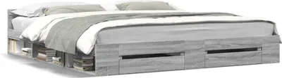 Obrázek produktu pro vidaXL Rám postele se zásuvkami šedý Sonoma 200x200cm materiál na bázi dřeva