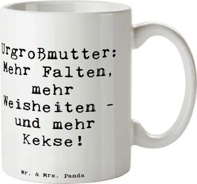 Produktbild von Mr. & Mrs. Panda Tasse Spruch Urgroßmutter Weisheiten - Weiß - Geschenk, Teetasse, Erfahrung, Ahnen, Weihnachten, Bürotasse, Kaffeebecher, Erinnerungen, Familientradition