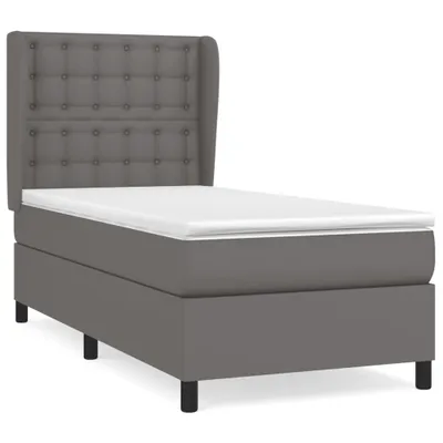 Image de Sommier à lattes de lit avec matelas Gris 80x200 cm Similicuir