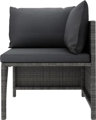 Produktbild von vidaXL Modulares Ecksofa mit Kissen Grau Poly Rattan