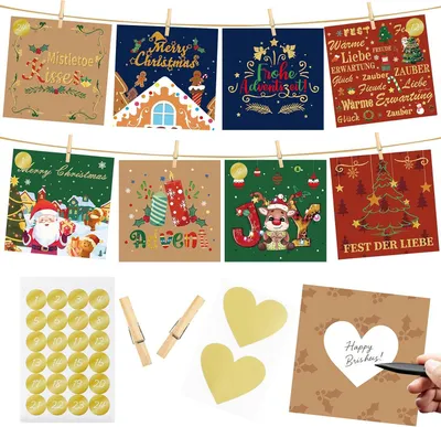 Obrázek produktu pro DIY adventní kalendář s kartičkami – DIY adventní kalendář 2025 – 24 personalizovatelných kartiček – pro přátele a rodinu