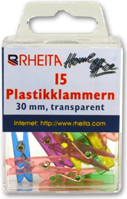 Produktbild von 75 (5x 15) Mini Wäscheklammern Plastikklammern 30mm transparent
