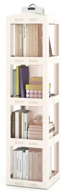 Image de Étagère rotative à 4 niveaux, blanche, pliable, pivotante à 360°, idéale pour le rangement, pour bureau ou salon