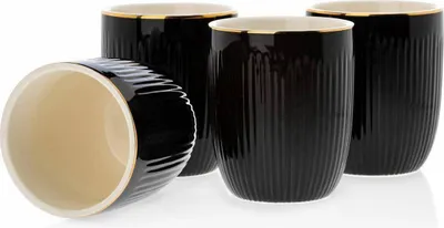 Produktbild von 4er-Set Kendi Black Becher mit Löffeln