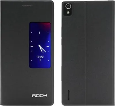 Produktbild von Buchartige Ledertasche mit Fenster ROCKFEAP7B schwarz
