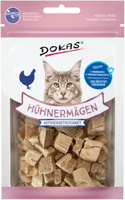 Produktbild von Dokas 12g Hühnermägen gefriergetrocknet Katze