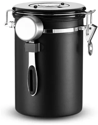 Produktbild von Unyqoos® Vorratsdose aus Edelstahl 1,8 L mit Entgasungsventil, luftdichter Silikondichtung & Datumsrad – für Kaffeebohnen