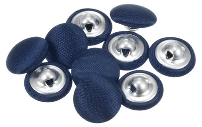 Produktbild von Set mit 10 dunkelblauen Knöpfen mit Stoffübertragung, 12,5 mm