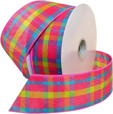 Produktbild von Famanu Dekorationsband Breite 6,35 cm - Schockierend Rosa/Türkis