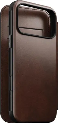 Image de Nomad Horween cuir folio iPhone 17 Pro Max – Boutons en aluminium recyclé – Accès direct à la caméra – Cuir de haute qualité tanné en Amérique - Marron
