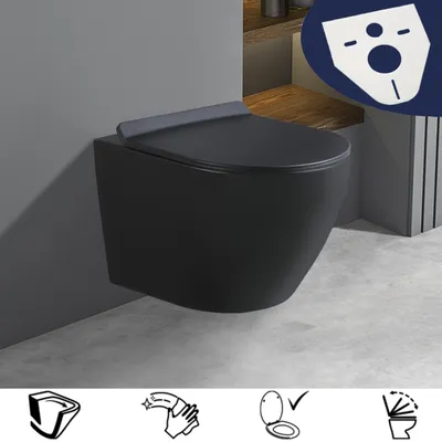Produktbild von Toaleta WC: Czarna z deską sedesową Slim Soft-Close | BADLAND ROLO