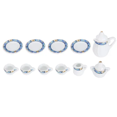 Image de Cuisine de maison de poupée miniature,Thé miniature,Set de thé miniature,Thé maison de poupée miniature,Thé en porcelaine miniature,Set de tasse à thé miniature