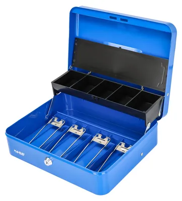 Geldkassette Scheinfächer mit Klammer HMF 15230-05 30 x 24 x 9 cm blau