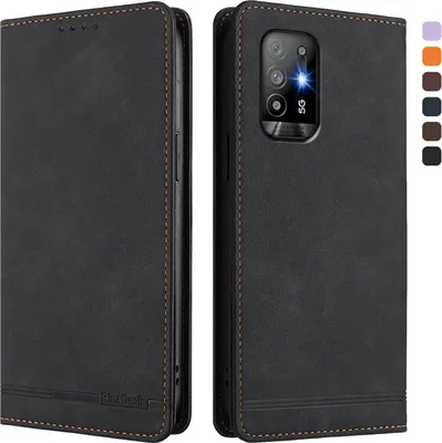 Produktbild von Hülle für Oppo A94 5G, Retro Kunstleder Ständer Klapphülle mit Kartenfächer und Magnetische Schwarz