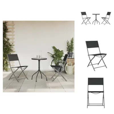 Produktbild von vidaXL 3-tlg. Garten-Essgruppe Schwarz Stahl -  Gartenmöbel-Sets