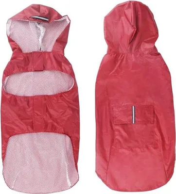 Produktbild von Unyqoos® Wasserdichter Hunderegenmantel-Poncho mit Kapuze – 100% wasserdichtes Polyester, winddicht, reflektierende Streifen, Kragenöffnung, Größe 4XL, für kleine bis große Hunde