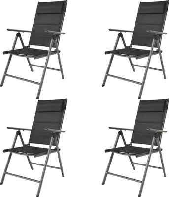 Produktbild von AXI Mack Campingstuhle Anthrazit/Schwarz, Set 4 Stück | Kompakter Klappstuhl für den Garten, 7-fach verstellbar, mit Sitzkissen | Aluminiumgestell | 68 - 97 cm x 53 x 108 - 90 cm