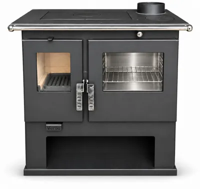 Obrázek produktu pro Verso CS Inox - Stylový dřevěný sporák 7,7 kW s nerezovým troubou a vařičem