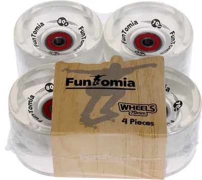 Produktbild von FunTomia LED Longboard Rollen Wheel 70x51mm / 80A - Set (4 Rollen) inkl. Mach1® Kugellager 2155