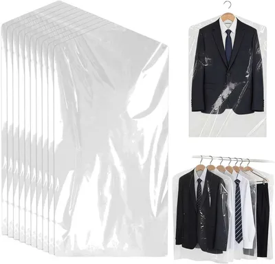 Imagen del producto de Fundas transparentes para ropa, 50 unidades, 60 x 100 cm, para proteger la ropa