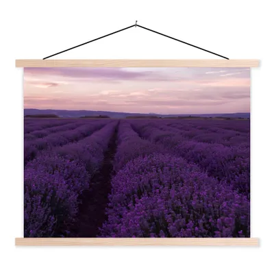Produktbild von MuchoWow® Textilposter Lavendel - Lila - Blumen - Natur 60x45 cm mit holzfarbenen Rahmen - Bild