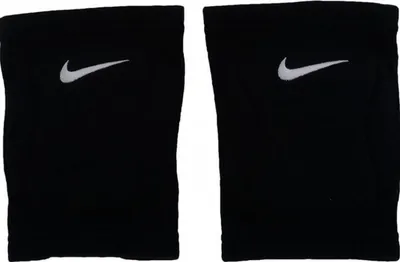 A pair of black Nike knee pads with the Nike swoosh logo.