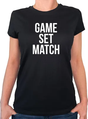 Produktbild von Huuraa Damen T-Shirt Game set match Tennis XL Black  Baumwolle Fairtrade Damenshirt Geschenkidee
