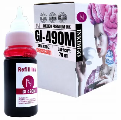 Produktbild von Inkdigo Tinte GI490M für Canon Pixma G1400, G1411, G2200, G2400 – Magenta, 70 ml,, KI-generiertes Bild