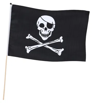 Imagen del producto de Bandera pirata con asta, blanco y , 45x30 cm - Talla única