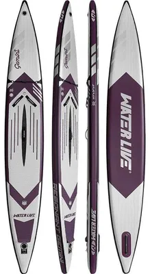 Produktbild von Aufblasbares SUP Board - Allround Stand Up Paddleboard - 4,27 m x 61 cm x 15 cm - Set 3 - Bis 70 kg - 15–18 psi - Lila