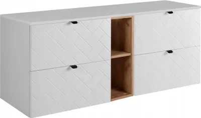 Produktbild von RODAN | Waschbeckunterschrank 140 cm - Weiß Matt - Badezimmerschränke - Badmöbel - Waschbecken Unterschränke - Arbeitsplatte - Braun Bücherregal