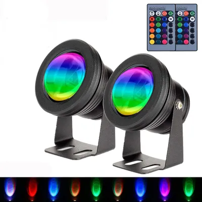Produktbild von 2er Set 10W LED Unterwasser RGB Strahler Wasserdicht Teich Pool Licht Flutlicht Spotlight Garten Brunnen Aquarium Beleuchtung, Schwarz