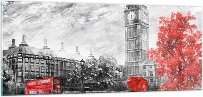 Produktbild von Bilder auf glas - London Bus - 100x40cm - Glasbilder - Wandbilder - Bilder - Kunstdruck - zum Aufhängen bereit - Wanddekoration aus Glas - Glas Bilder - Wandbild auf Glas - Einteilig - GAB100x40-3866