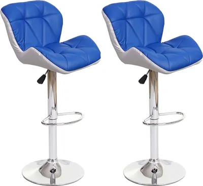 Produktbild von 2er-Set Barhocker MCW-A92, Barstuhl Tresenhocker, höhenverstellbar Kunstleder blau