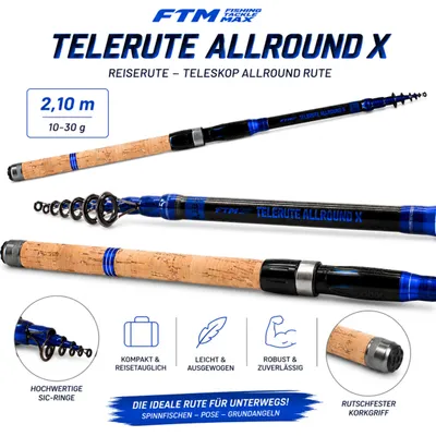 Produktbild von Reiserute Teleskop Allround Rute Angelrute 2,10 m - 10-30 g