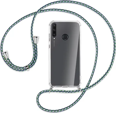 Produktbild von Handykette Backcover-Schutzhülle mit Band (Metall silberfarben) für Huawei Y6p - grün/blau/weiß