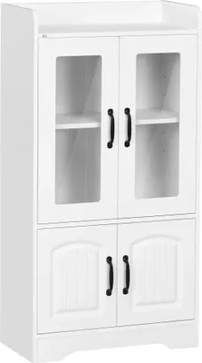 Obrázek produktu pro Vitrína - Knihovna s prosklenými dvířky - 60x30x116 cm - Do obývacího pokoje - Montáž svépomocí - Bílá