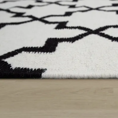 Produktbild von TT Home Wohnzimmer Teppich Orient Design Handgewebt Mit Fransen, Wolle Baumwolle Weiß Größe 240x340 cm