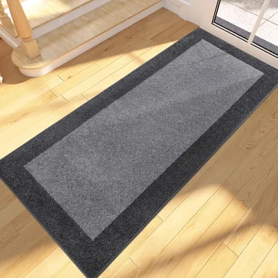 Produktbild von Schmutzfangmatte Innen 60 x 210 cm Grau rutschfest waschbar Läufer Teppich für Eingang Küche Flur