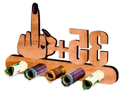 Produktbild von Geldgeschenk - Frauenfinger - Mittelfinger 35 + 1 Geschenk zum 36. Geburtstag - humorvolle Geschenke aus Holz für Frauen und Männer - Jubiläum - Kind - Hochzeit - Party