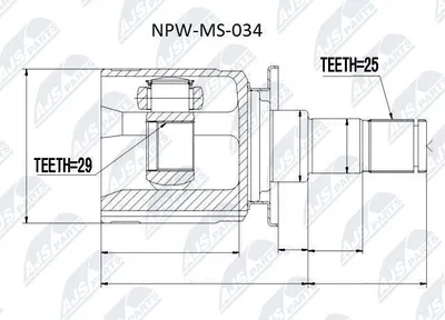 Produktbild von NTY Gelenksatz Antriebswelle Hinten Links Hinten Rechts Getriebeseitig Hinten für MITSUBISHI OUTLANDER I (CUW) NPW-MS-034