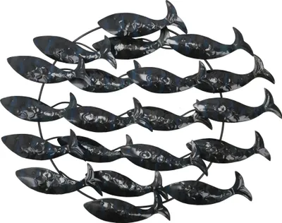 Produktbild von Exotische Wanddekoration Fischschwarm - Modell 3, Blau, Metall, 45*55*10 cm, Masken & Wandschmuck