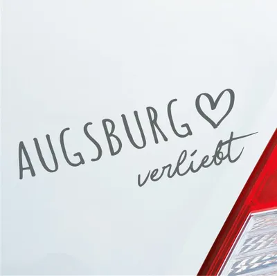 Produktbild von Auto Aufkleber Augsburg verliebt Herz Stadt Heimat Liebe Car 19x6 cm Grau Sticker Heckscheibenaufkleber