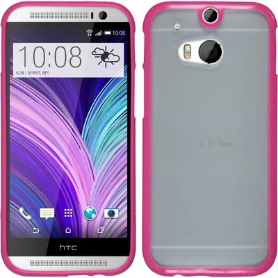 Produktbild von PhoneNatic Case kompatibel mit HTC One M8 - Hülle pink Frame Hard-case + 2 Schutzfolien