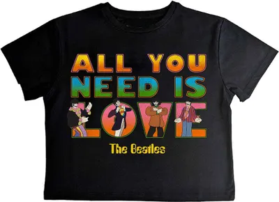 Produktbild von The Beatles - "Yellow Submarine AYNIL Stacked" Kurzes Top für Damen RO12588 (M) (Schwarz)