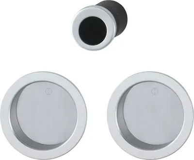 Immagine prodotto di Set di maniglie HOPPE per porte scorrevoli 4920 - senza serratura, rosone rotondo BL, maniglie a conchiglia SAT | cromate