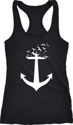 Produktbild von Damen Tank-Top Anker Vögel Anchor Birds Racerback Neverless® schwarz M