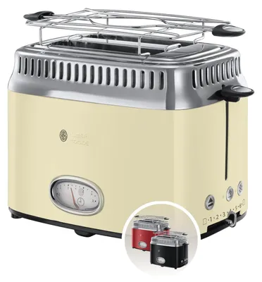 Produktbild von Russell Hobbs Retro Toaster, Creme, 2-Scheiben, 1300 Watt, Edelstahl